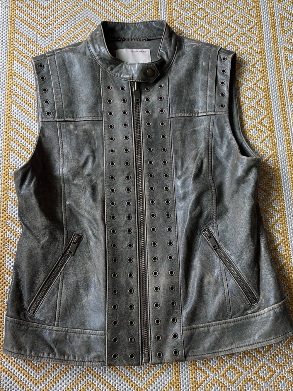Banana Republic Leather Grommet Vest